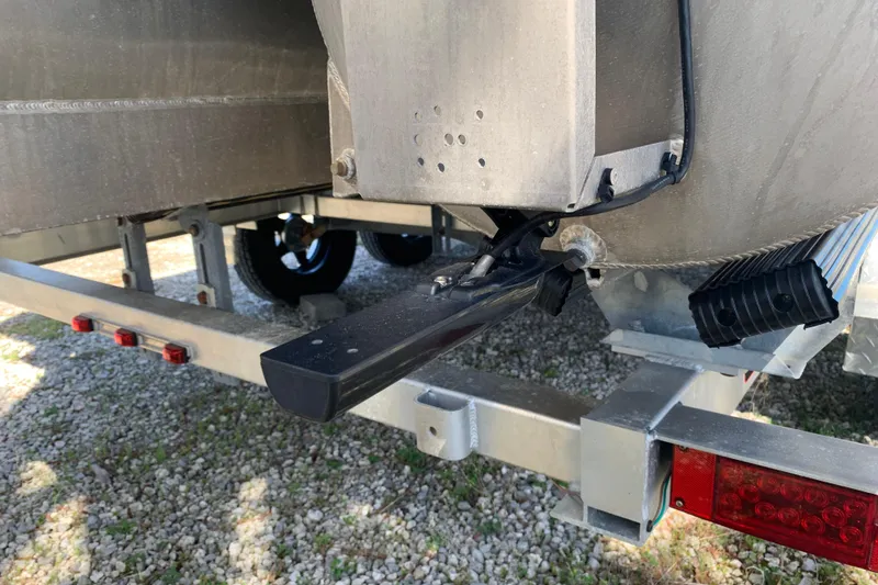 Slide: The Image of 2024 Silver Wave 2210CLS boat trailer detail with transducer and wiring. - 19