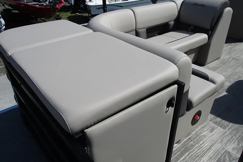 Slide: The Image of 2026 Bentley Pontoons Legacy 240 Cruise interior with luxurious seating and modern design. - 24