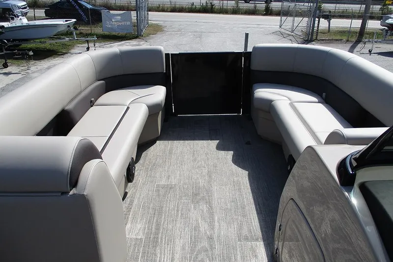Slide: The Image of 2026 Bentley Pontoons Legacy 240 Cruise interior with spacious seating and modern design. - 9