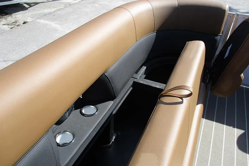 Slide: The Image of Luxurious seating on 2026 Bentley Pontoons Elite 253 Swingback Dual Captain Full Tritoon. - 12
