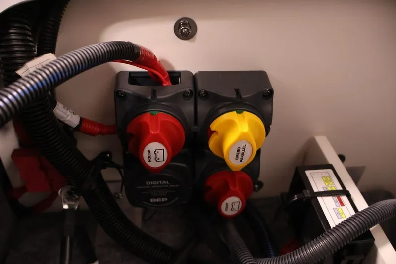 Slide: The Image of Electrical panel of 2026 Yamaha Boats 252XE with switches and wiring. - 8