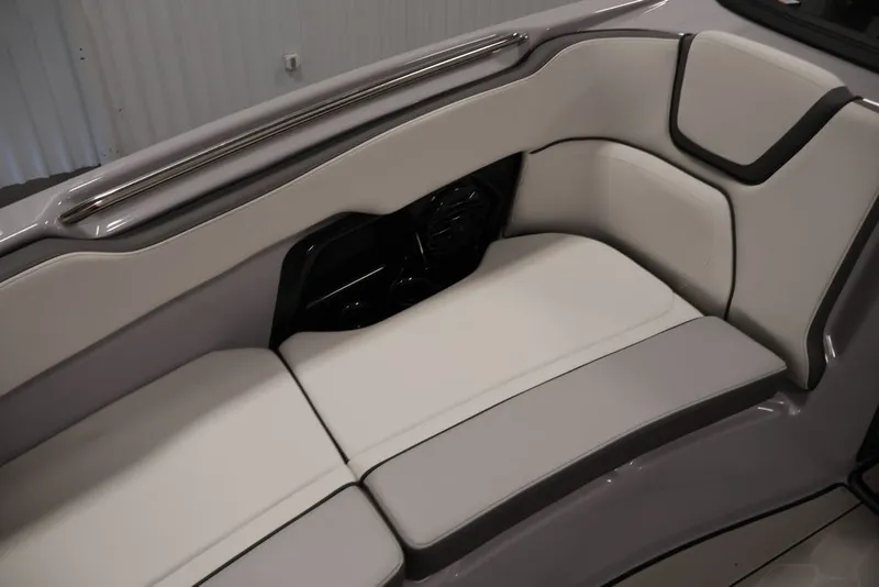 Slide: The Image of 2026 Yamaha Boats 252XE interior seating with sleek design and comfortable upholstery. - 58