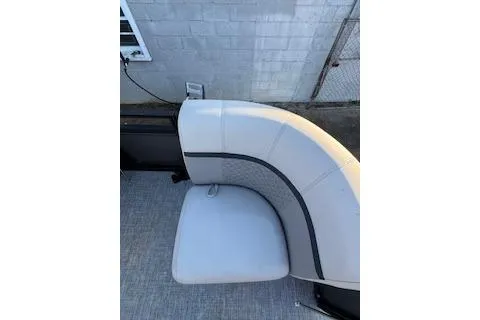 Slide: The Image of 2023 Angler Quest 8522 All Sport boat seat with light gray upholstery. - 9