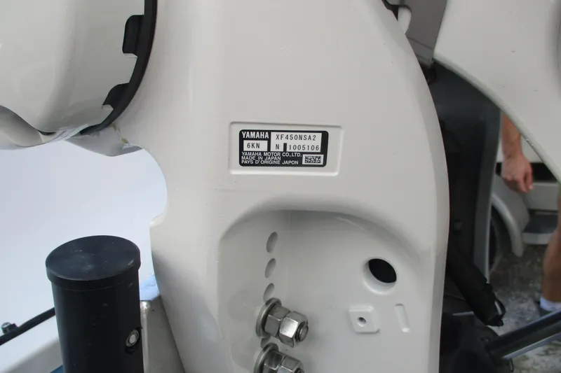 Slide: The Image of Close-up of Yamaha motor label on 2026 Sportsman Masters 267OE Bay Boat. - 22