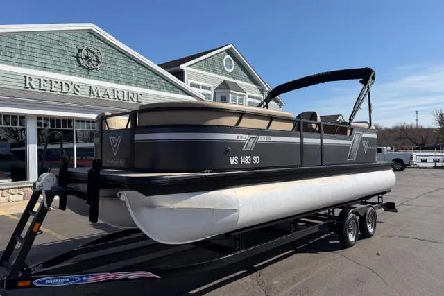 The Image of 2022 Viaggio Lago 22U pontoon boat on trailer at Reed's Marine dealership. - 0