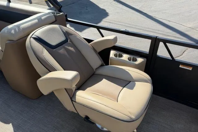 Slide: The Image of Luxurious beige seat on 2022 Viaggio Lago 22U boat with cup holders. - 25