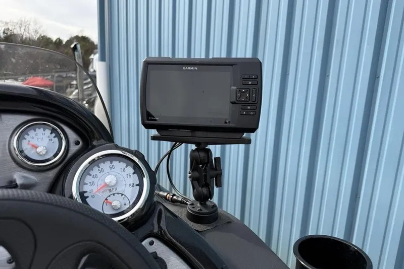 Slide: The Image of 2018 Tracker Pro Team 175 TXW dashboard with Garmin GPS and gauges. - 18