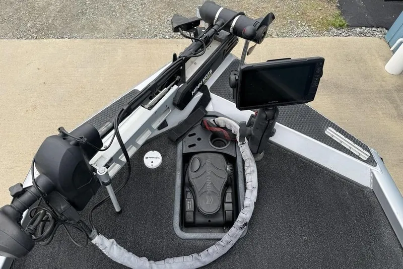 Slide: The Image of 2017 Ranger RT188 boat with trolling motor and fish finder on deck. - 3