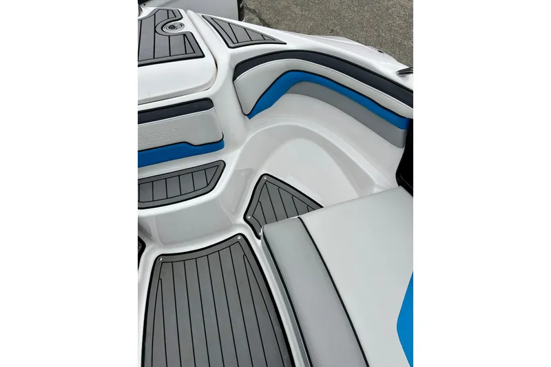 Slide: The Image of 2018 Yamaha Boats 242X interior with sleek seating and modern design. - 26