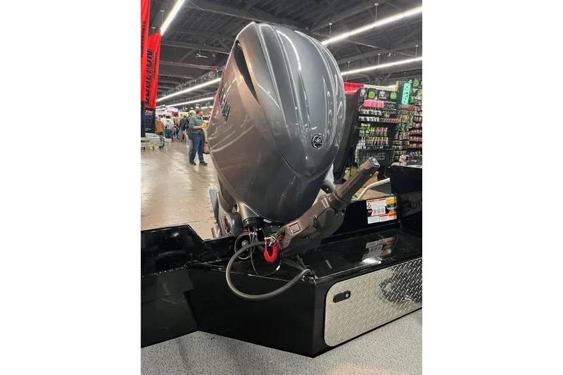 Slide: The Image of 2026 RH Boats 23 Commander swim platform with safety rail and warning labels. - 9