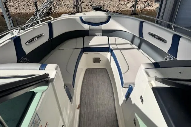 Slide: The Image of 2021 Chaparral 307 SSX boat interior with spacious seating and modern design. - 25