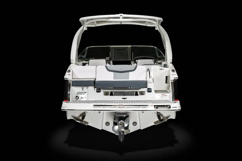 Slide: The Image of Manufacturer Provided Image: 2021 Chaparral 307 SSX boat rear view with swim platform and seating. - 44