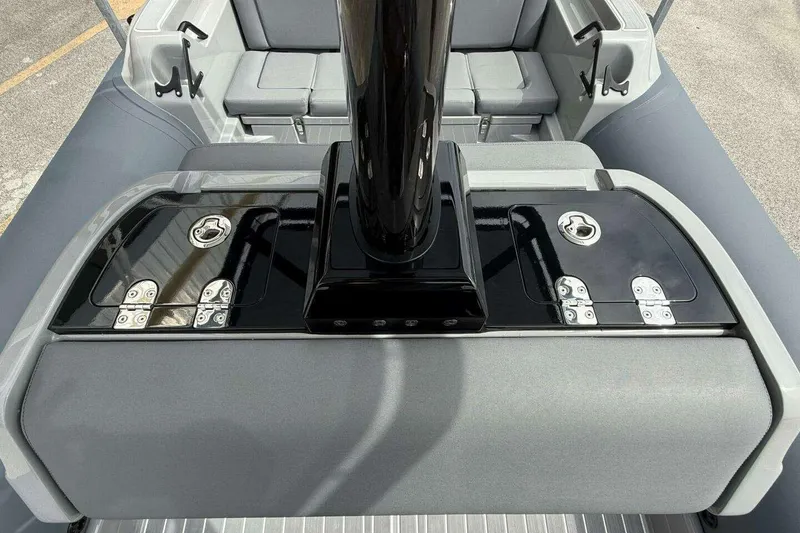 Slide: The Image of Ribeye HFM 2022 boat dashboard with steering wheel and navigation screens. - 24