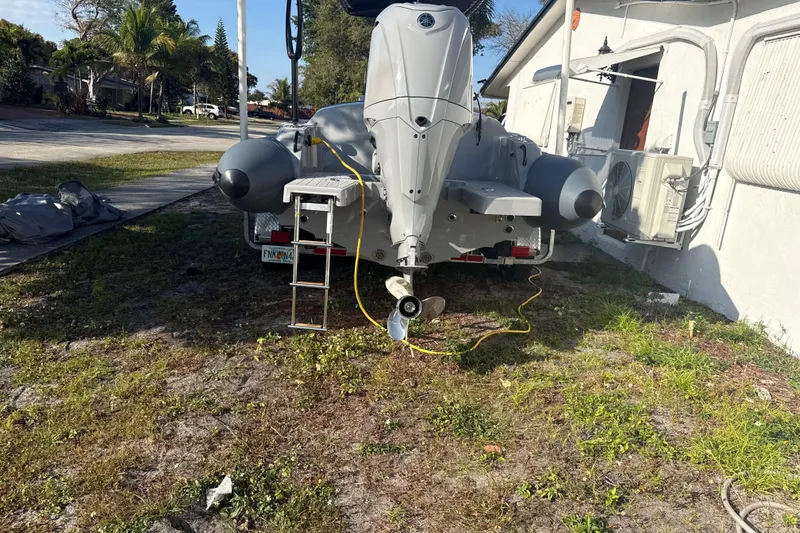 Slide: The Image of 2022 Ribeye HFM boat with sleek gray interior and modern design. - 5