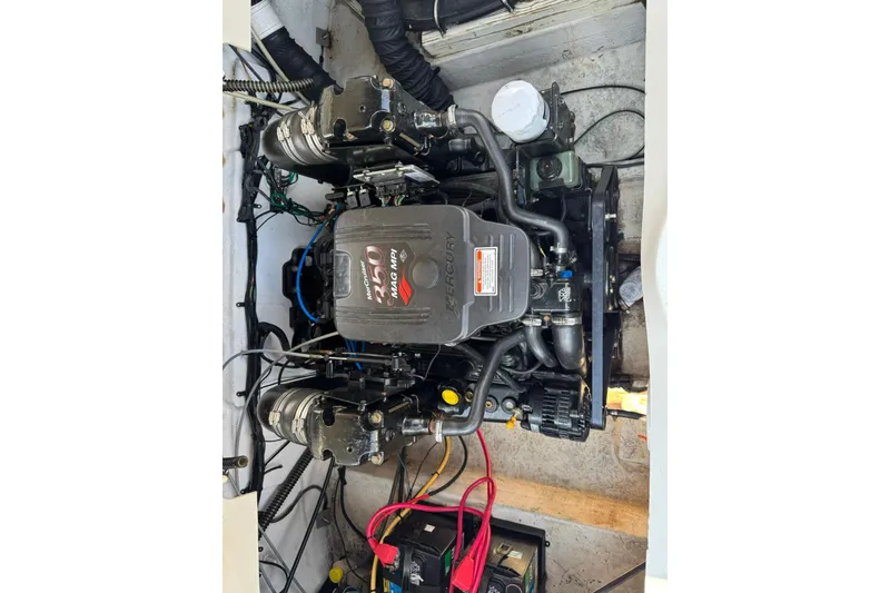 Slide: The Image of 2005 Crownline 270 BR engine compartment with Mercury 350 MAG MPI engine. - 15