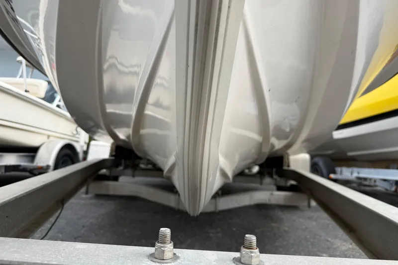 Slide: The Image of 2003 Maverick 18 Master Angler boat hull on trailer, close-up view. - 6