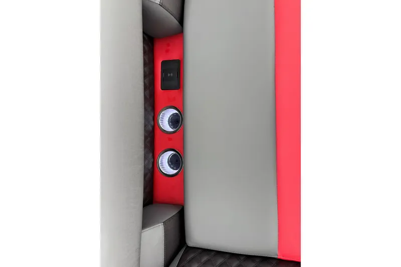 Slide: The Image of Interior of 2026 Berkshire 25SB2 STS with red accents and cup holders. - 12