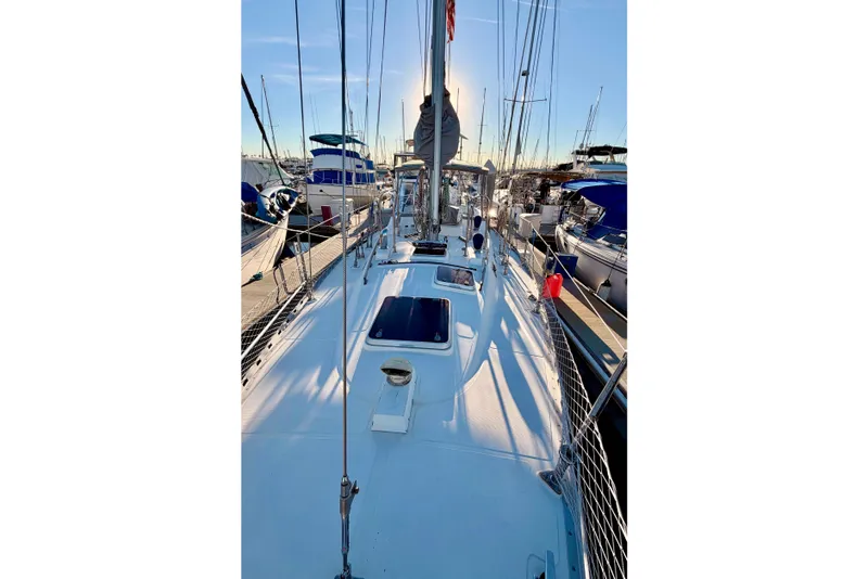 Slide: The Image of 2001 Tayana Vancouver 42 sailboat docked at marina, viewed from deck. - 19
