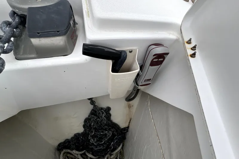 Slide: The Image of Cockpit of 2014 Jeanneau Sun Odyssey 379 sailboat with seating and storage. - 10