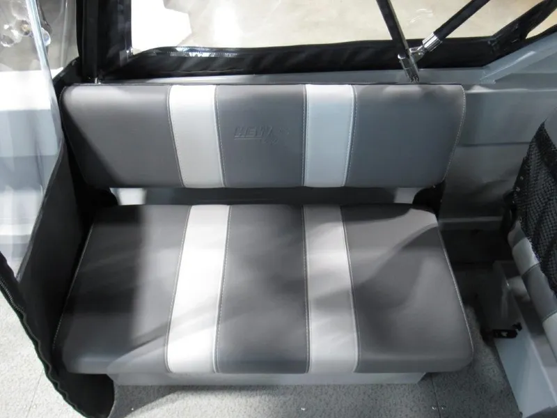 Slide: The Image of Interior of 2026 Hewescraft 180 Sportsman with gray seating. - 14