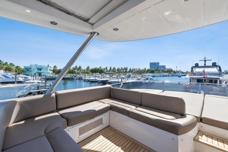 Slide: The Image of Luxurious 2014 Sunseeker 73 Manhattan yacht interior with marina view. - 6