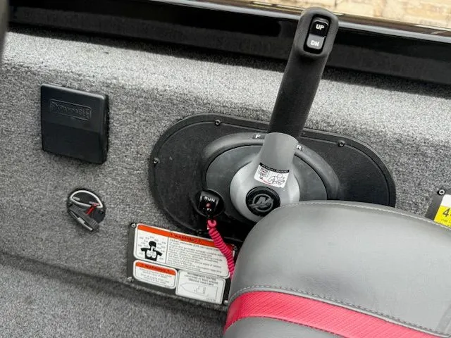 Slide: The Image of Interior of Ranger RT178 boat, control lever and seat. - 21