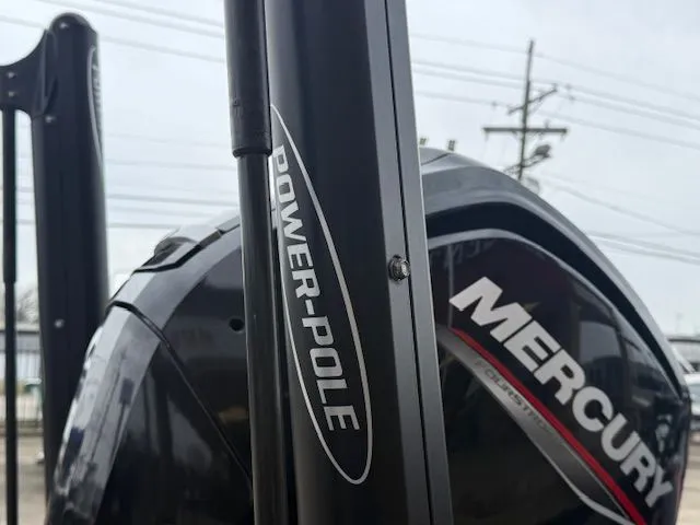 Slide: The Image of Close-up of Power-Pole and Mercury engine on a Ranger RT178 boat. - 29