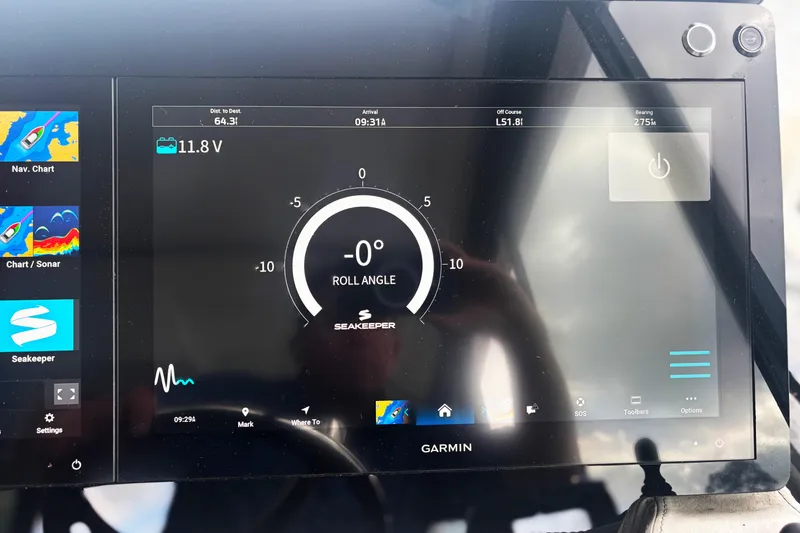 Slide: The Image of Garmin display on 2024 Regal 36 XO showing navigation and roll angle data. - 18