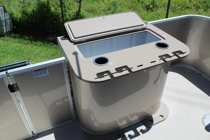 Slide: The Image of 2026 Sylvan Mirage 820 PARTY FISH boat with built-in storage compartment. - 5