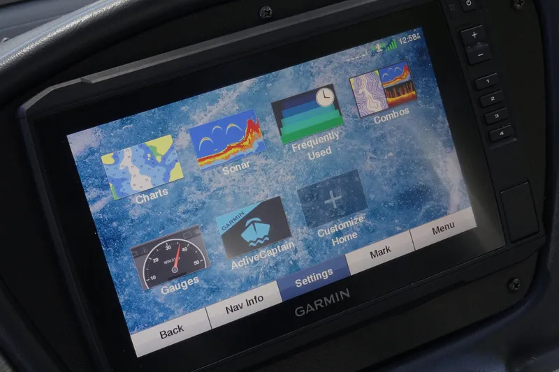 Slide: The Image of Garmin display on 2018 Veranda VF22TT showing navigation and sonar options. - 15