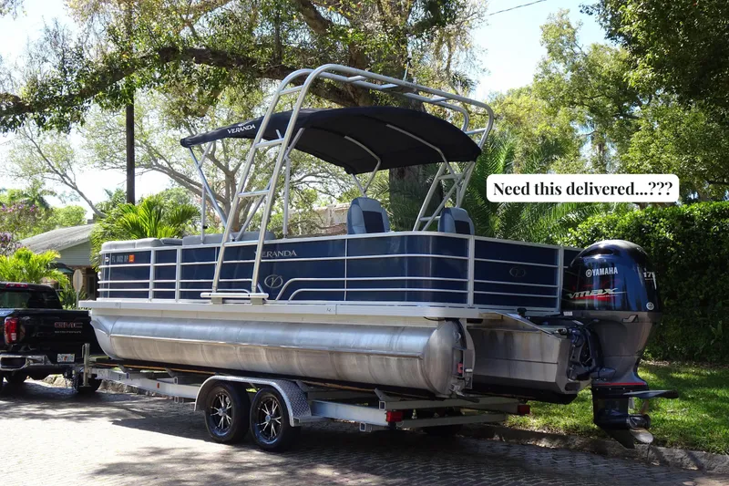 Slide: The Image of 2018 Veranda VF22TT pontoon boat on trailer, ready for delivery. - 3