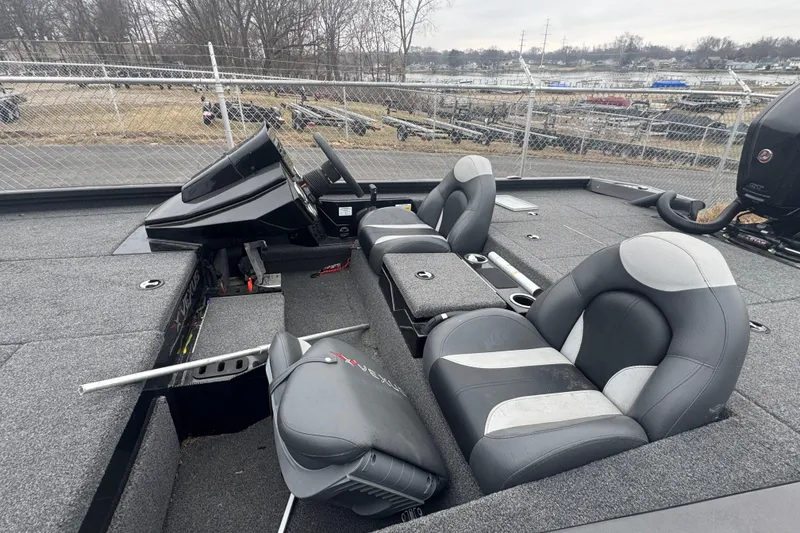 Slide: The Image of 2021 Vexus AVX 1880 boat interior with dual seats and steering console. - 8