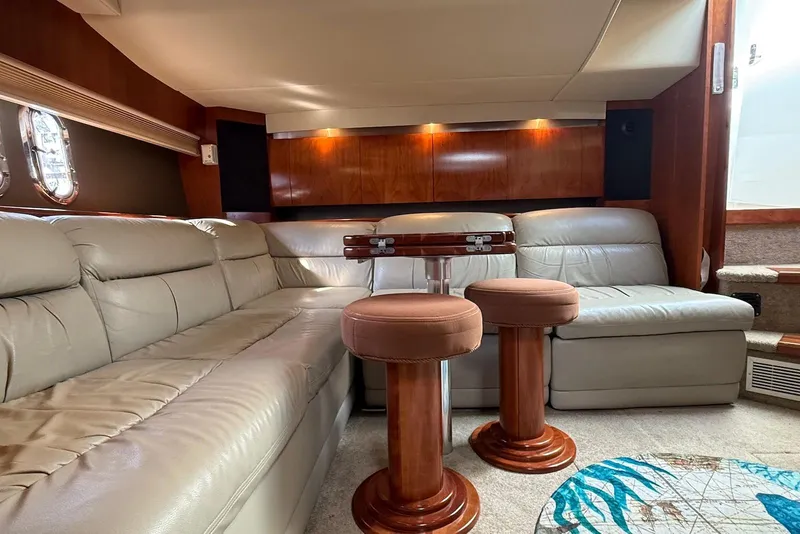 Slide: The Image of Dashboard of 2007 Cruisers Yachts 420 Express with Clarion audio system. - 17