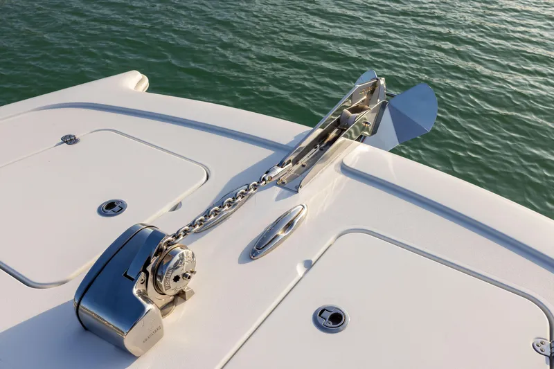Slide: The Image of Freeman 42LR 2022 boat anchor system on calm water. - 10