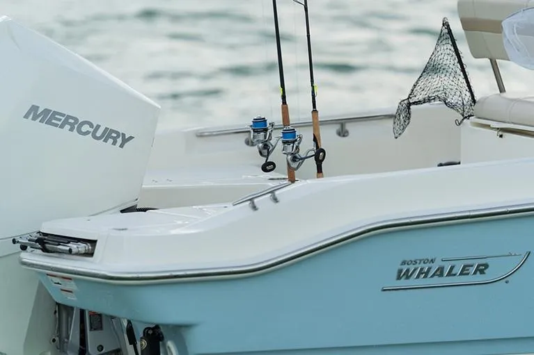 Slide: The Image of Manufacturer Provided Image: 2026 Boston Whaler 220 Dauntless boat with Mercury engine and fishing gear. - 6
