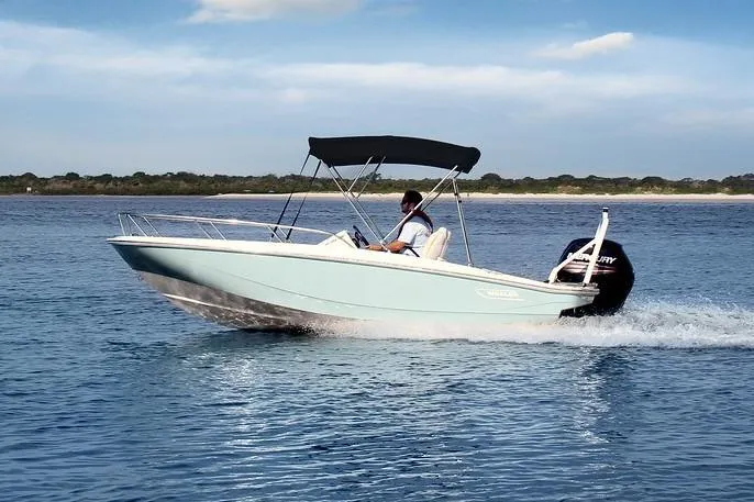 The Image of Manufacturer Provided Image: 2026 Boston Whaler 160 Super Sport boat cruising on open water. - 0