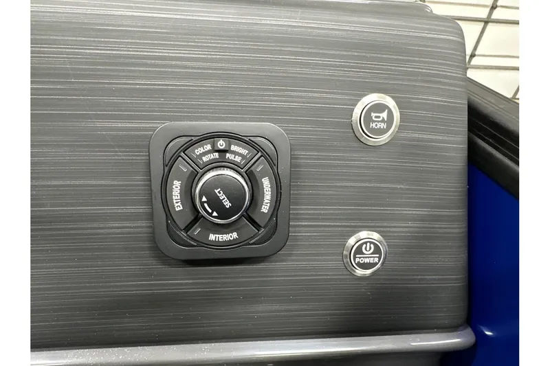 Slide: The Image of Control panel of 2026 Bennington 22 SSB Swingback with horn and power buttons. - 21