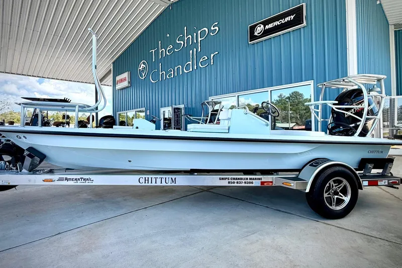 Slide: The Image of 2026 Chittum Skiffs 18 Islamorada boat on trailer at The Ships Chandler. - 22