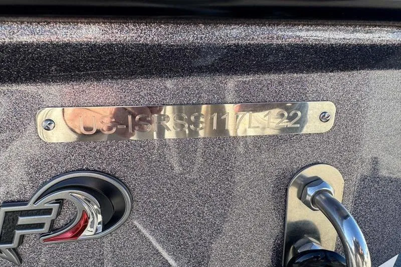 Slide: The Image of 2022 Supra SL boat with metallic finish and identification plate. - 8