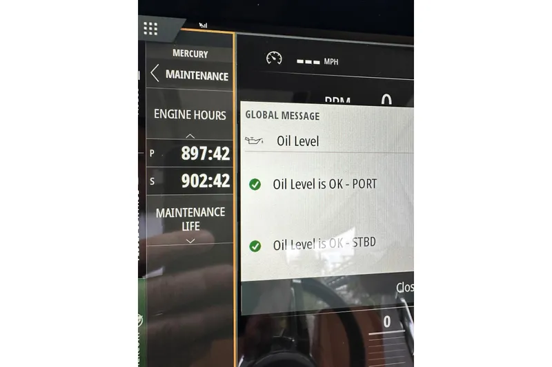 Slide: The Image of Display screen showing engine maintenance data for 2023 Saxdor 320 GTO. - 9