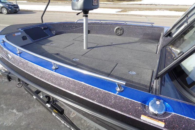 Slide: The Image of 2026 Ranger 620xFS Pro boat deck with sleek design and modern features. - 11