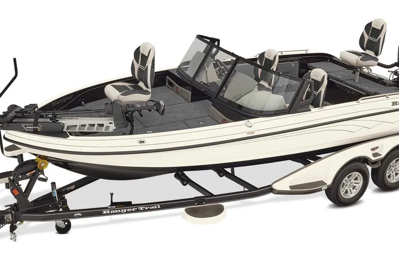 Slide: The Image of Manufacturer Provided Image: 2026 Ranger 620xFS Pro fishing boat on trailer, featuring sleek design and comfortable seating. - 28