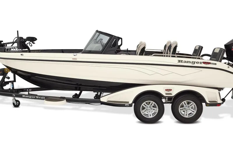 Slide: The Image of Manufacturer Provided Image: 2026 Ranger 620xFS Pro fishing boat on trailer, side view. - 35