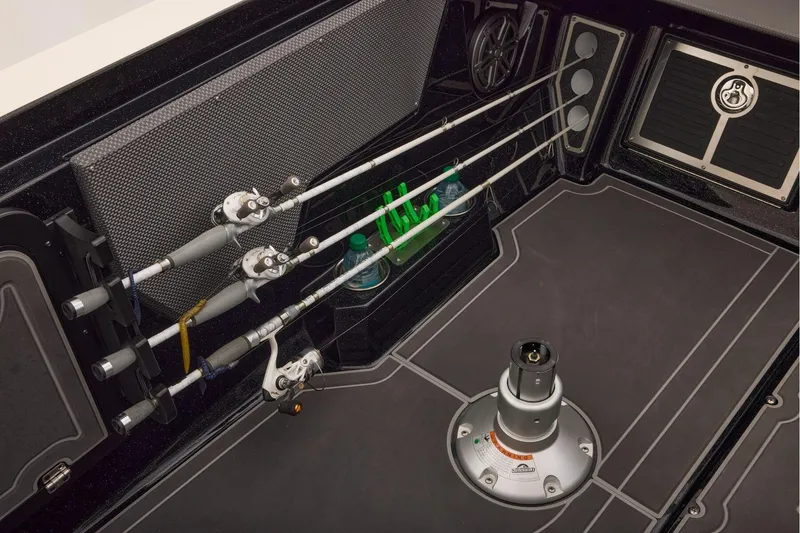 Slide: The Image of Manufacturer Provided Image: 2026 Ranger 620xFS Pro fishing rod storage with secure holders and organized layout. - 78