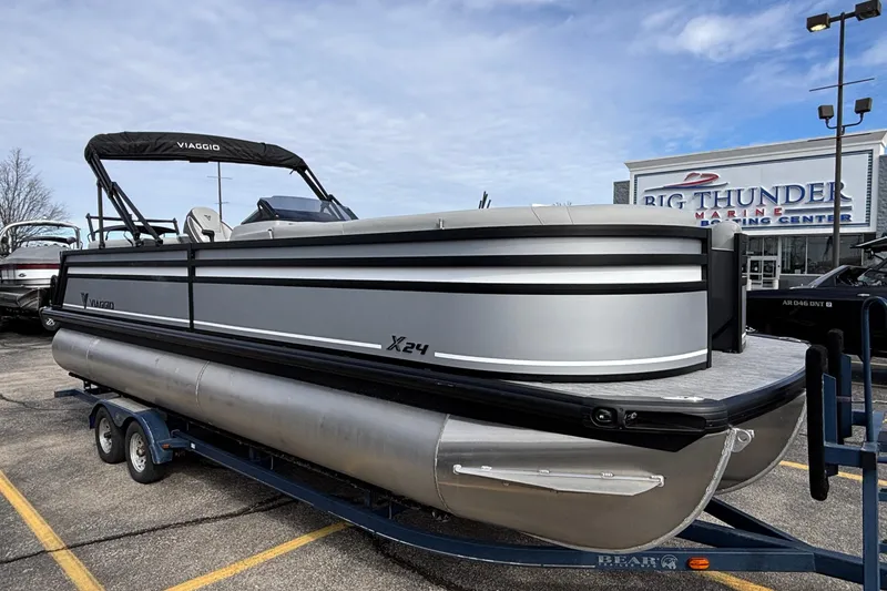 The Image of 2026 Viaggio X24U pontoon boat on trailer at Big Thunder Marine Center. - 1