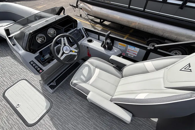 Slide: The Image of Luxurious 2026 Viaggio X24U boat interior with modern steering and comfortable seating. - 10