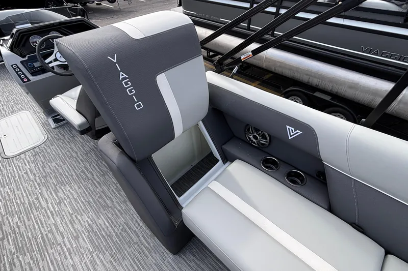 Slide: The Image of 2026 Viaggio X24U boat interior with sleek seating and modern design elements. - 17