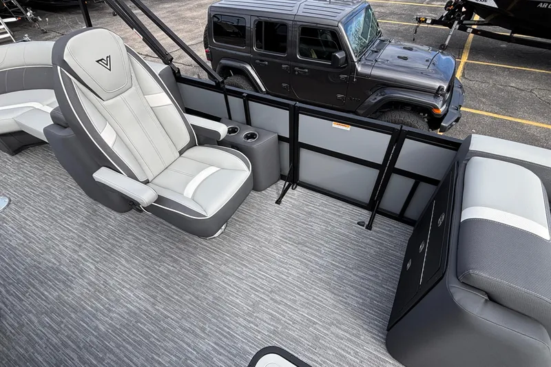 Slide: The Image of Luxurious interior of 2026 Viaggio X24U boat with plush seating and modern design. - 22