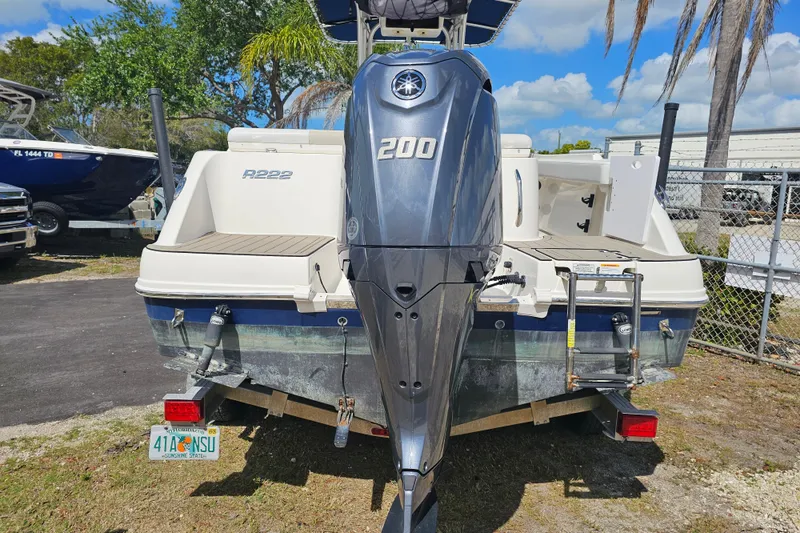 Slide: The Image of 2015 Robalo R222 Center Console boat dashboard with Garmin navigation system. - 13