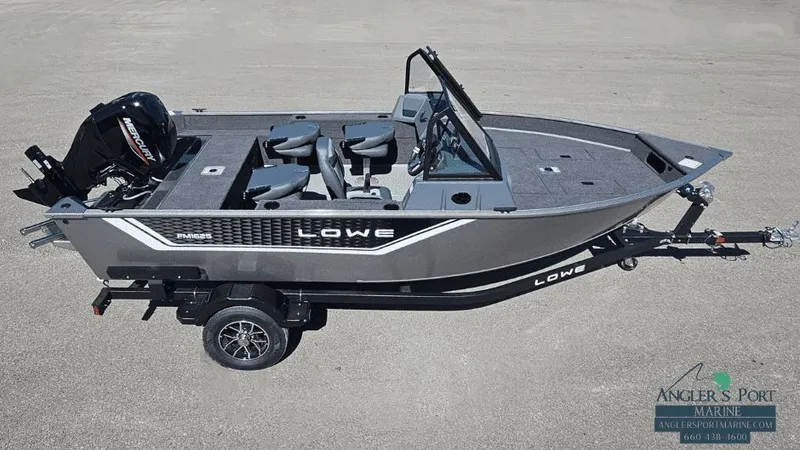 The Image of 2025 Lowe FM 1625 WT boat on trailer, side view. - 1